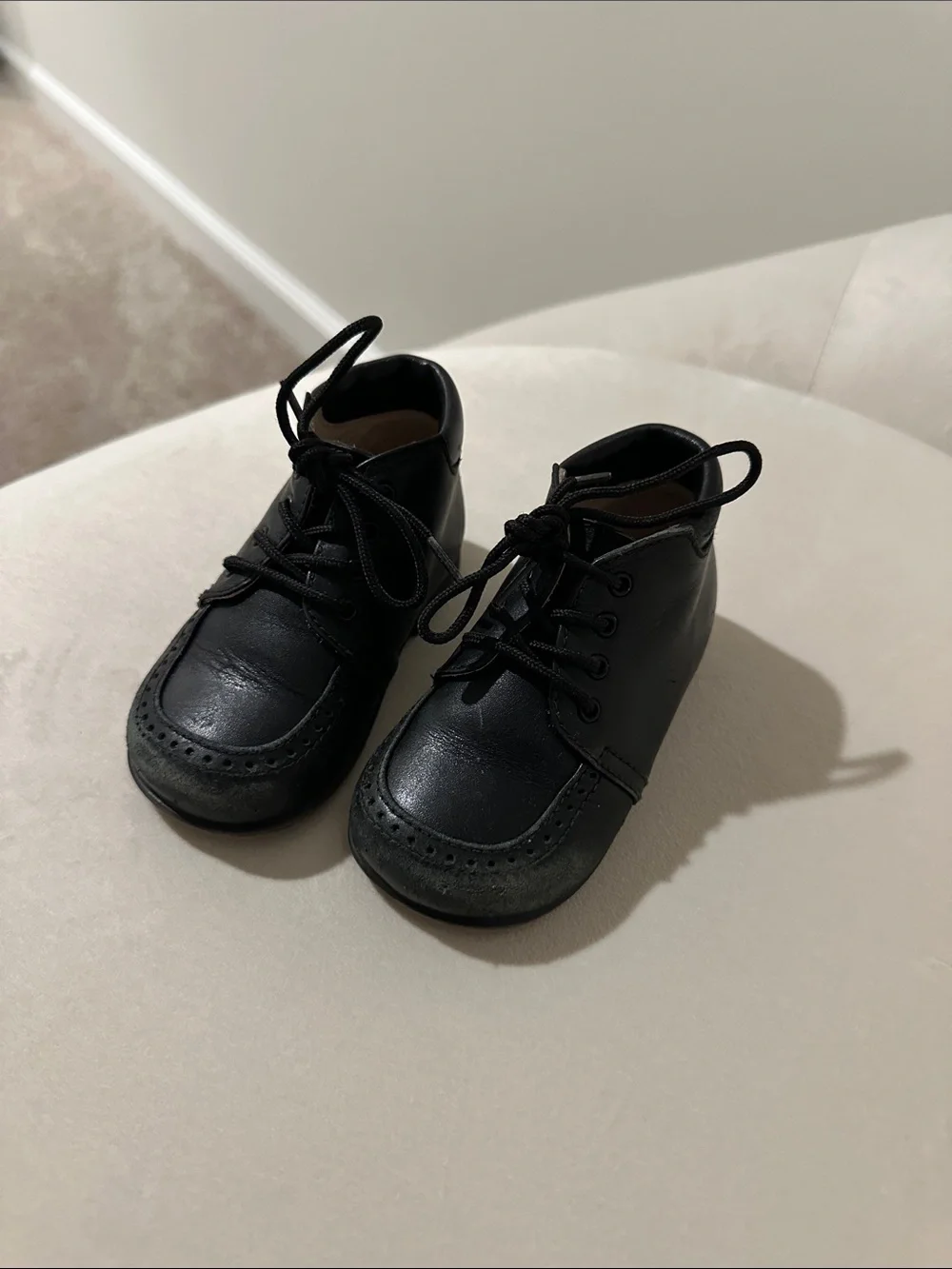 Classic Black Kids Lace-Up Dress Shoes